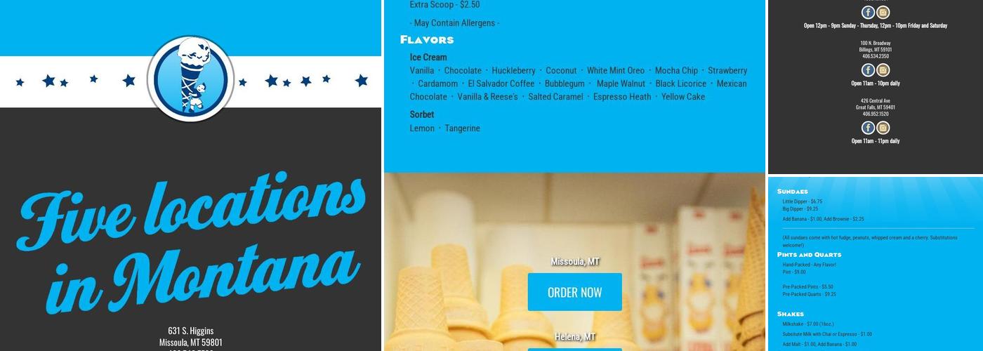 Big Dipper Ice Cream Menu