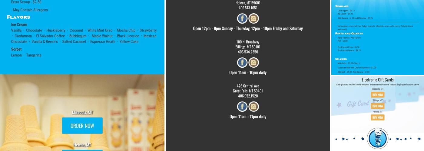 Big Dipper Ice Cream Menu