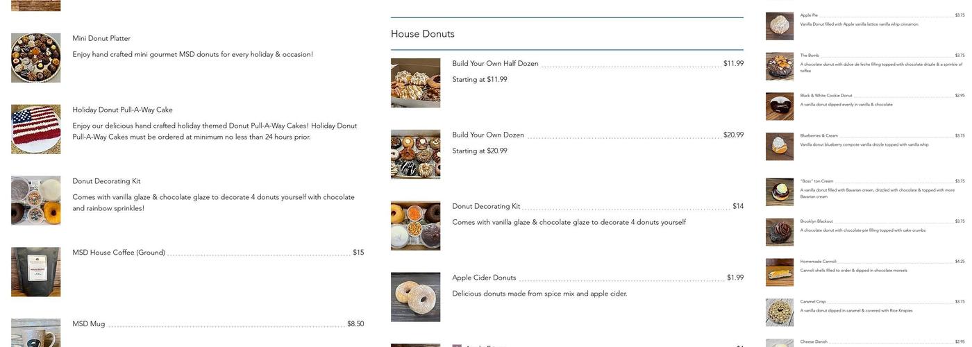 Main Street Donuts Menu