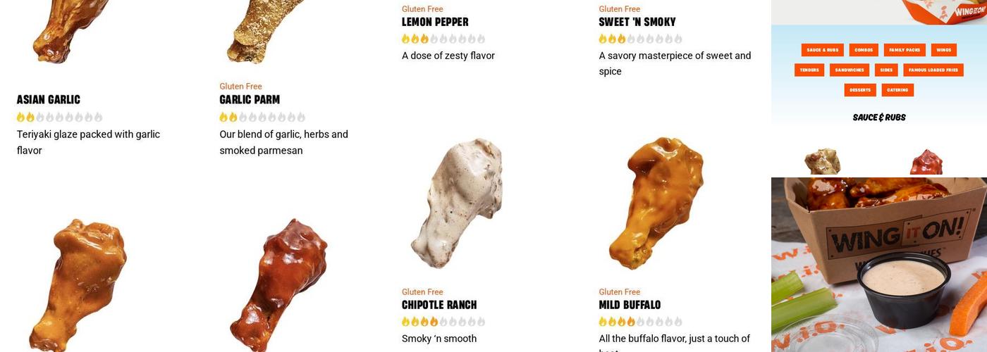 Wing It On! Menu