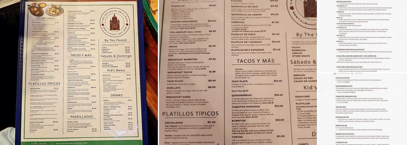 Casa San Miguel De Allende Menu