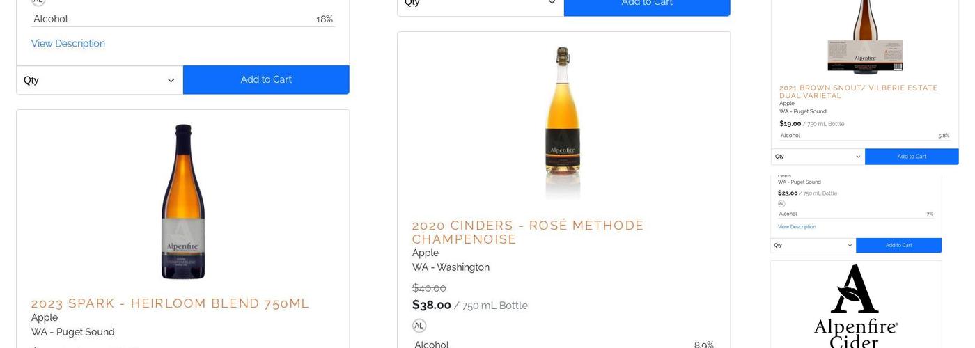 Alpenfire Cider Menu