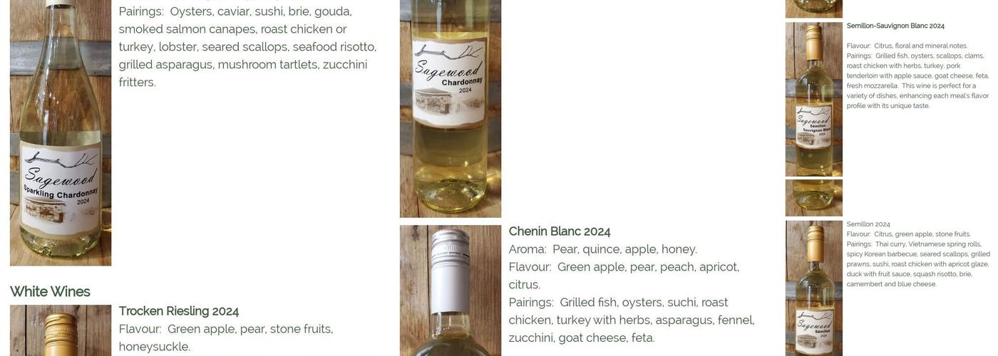 Sagewood Winery Menu