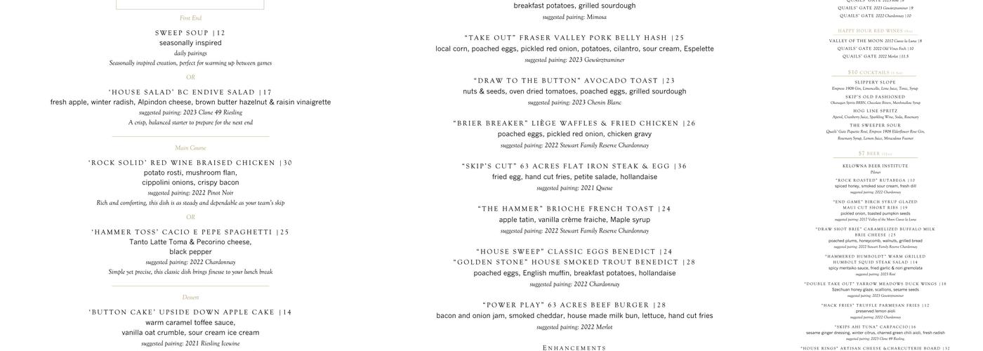 The Market at Quails' Gate Menu