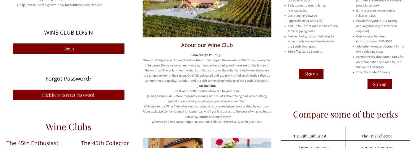 Adega On 45th Estate Winery Menu