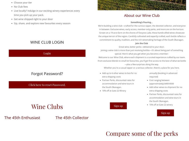 Adega On 45th Estate Winery Menu