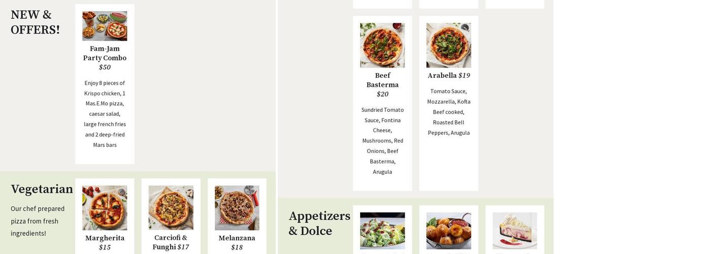 Masemo Pizza by Paramount Menu