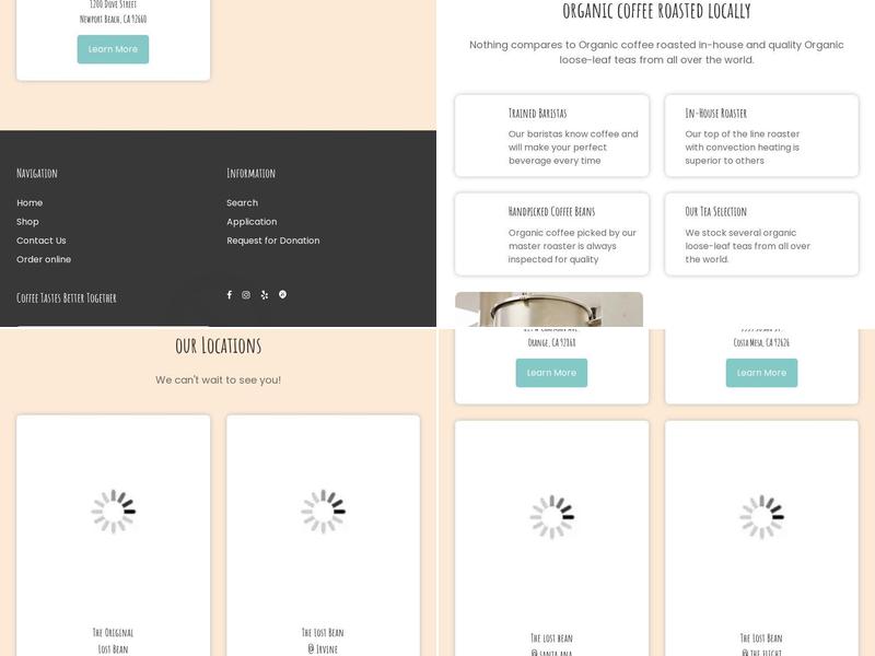 The Lost Bean Organic Coffee & Tea Menu