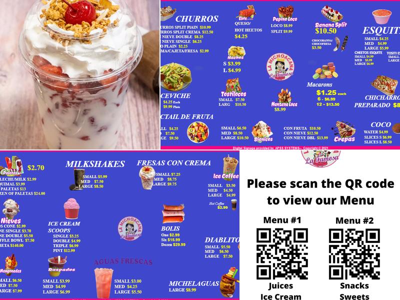 La Michoacana San Jacinto Menu