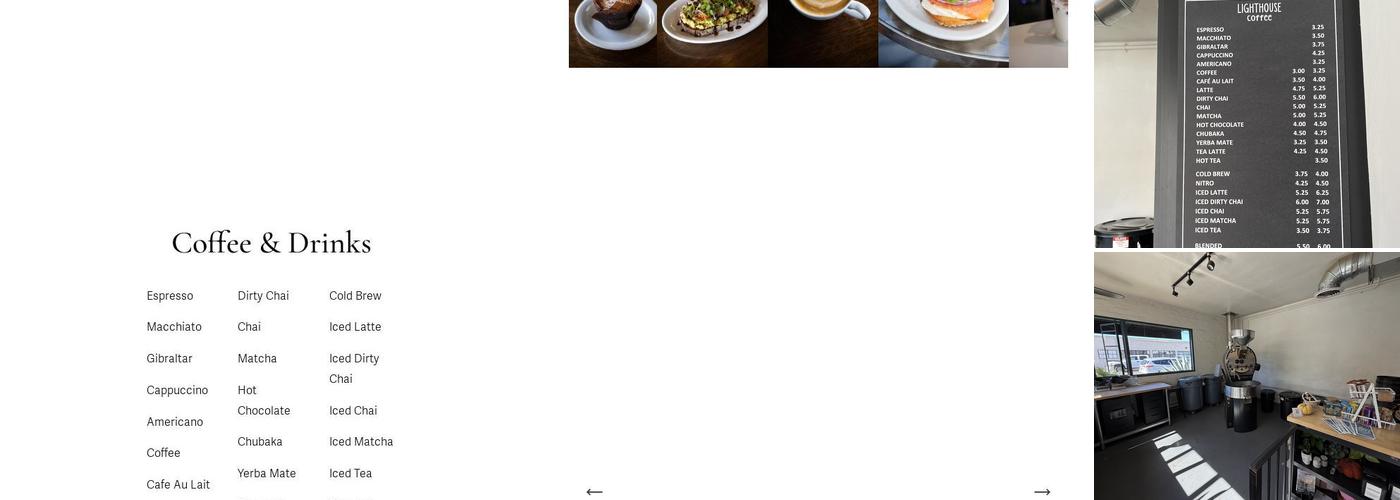 Lighthouse Coffee Menu