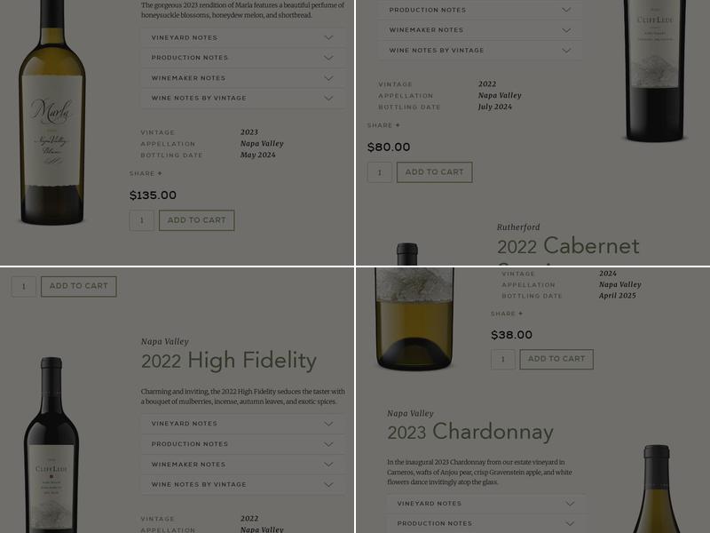 Cliff Lede Vineyards Menu