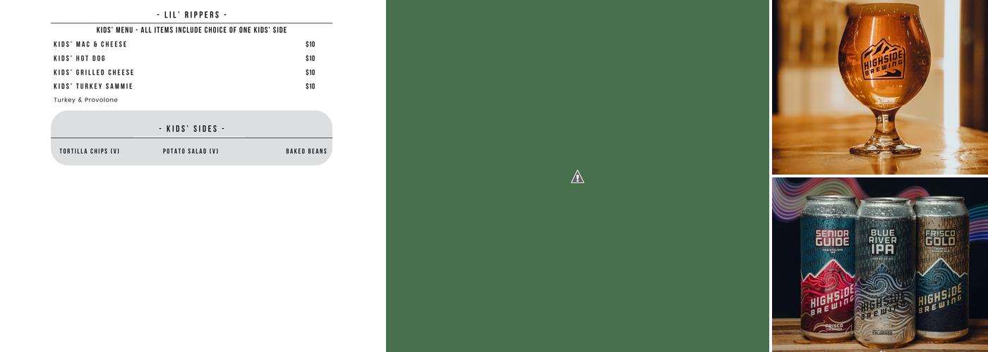 Highside Brewing - Fairplay Menu