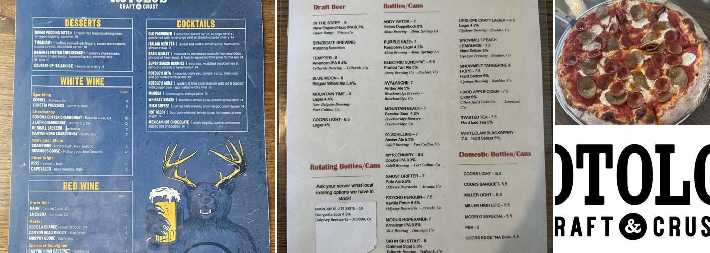 Rotolos Craft & Crust Menu