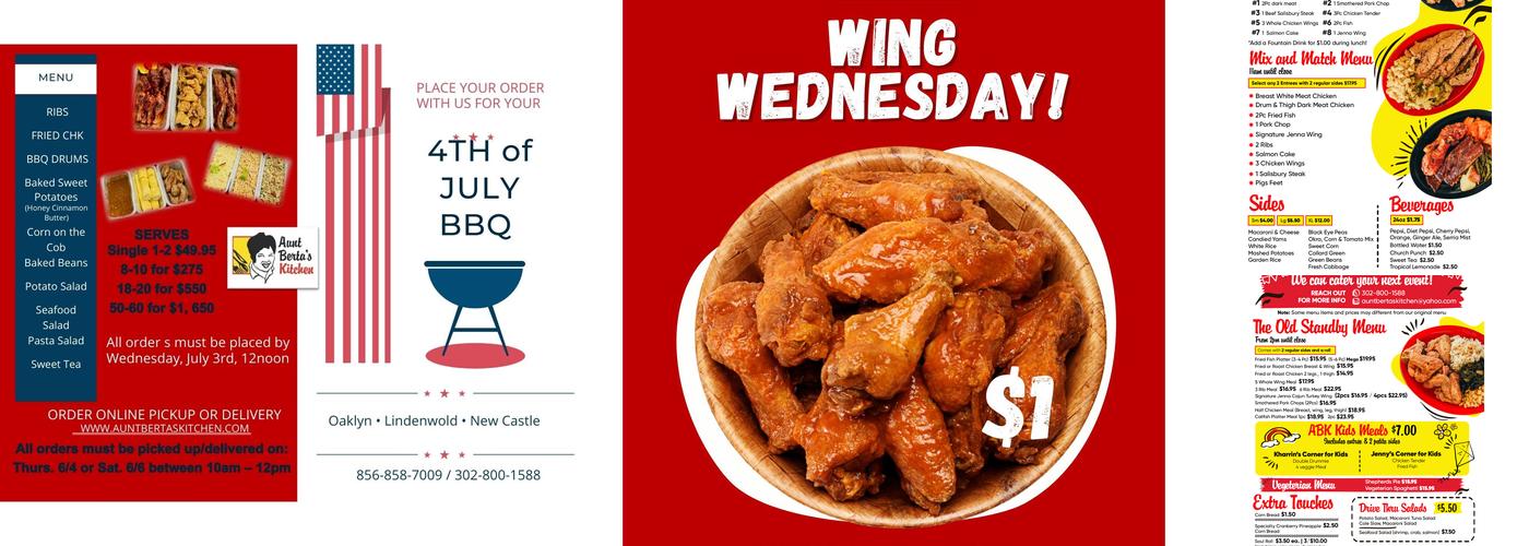 AUNT BERTA'S KITCHEN Menu