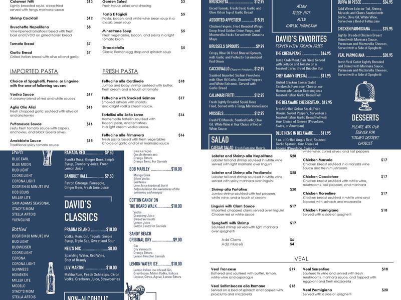 David's Bar Menu