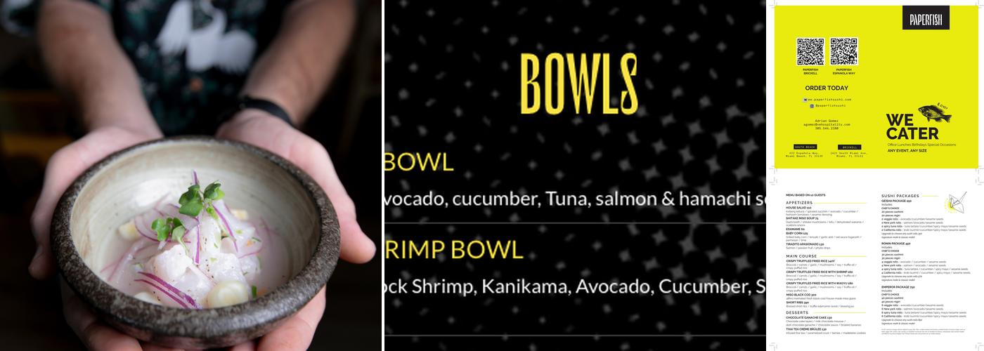 Paperfish Sushi Menu