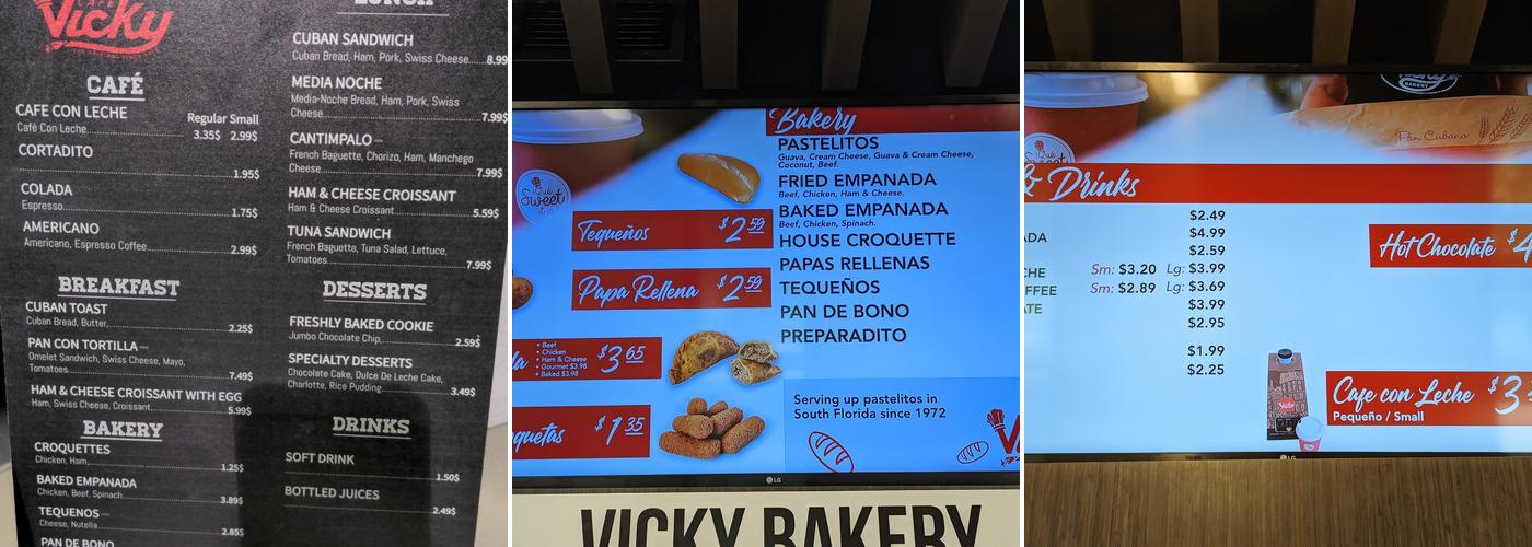 Vicky Bakery Menu