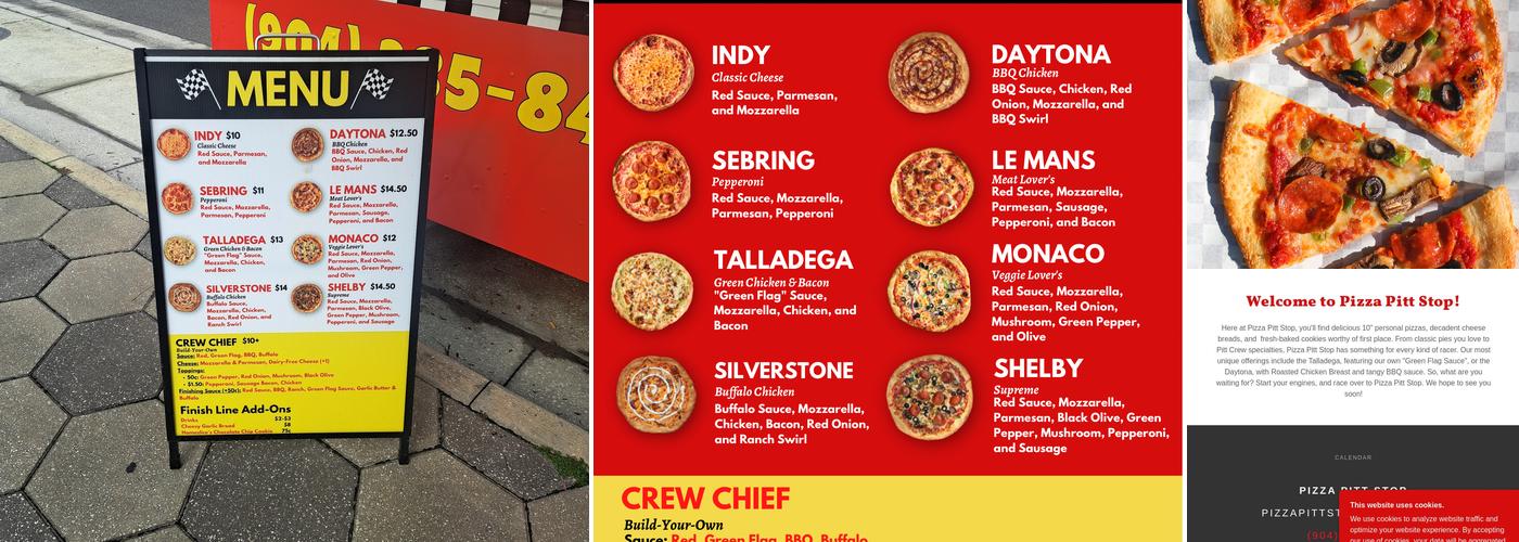 Pizza Pitt Stop Menu