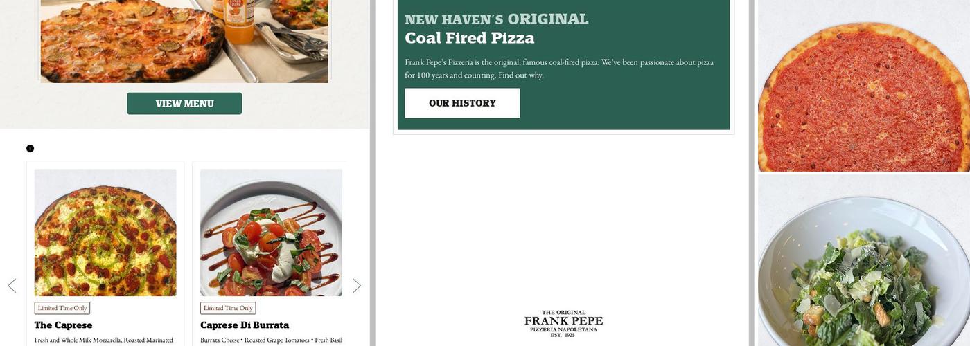 Frank Pepe Pizzeria Napoletana Menu