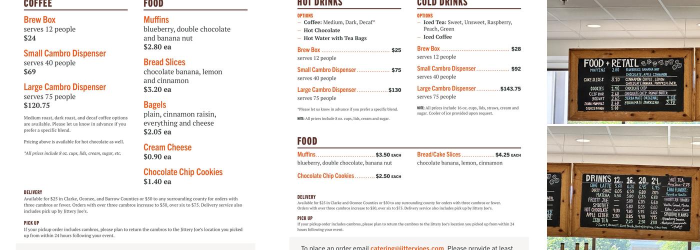 Jittery Joe's Coffee - UGA Science Library Menu