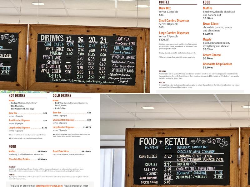 Jittery Joe's Coffee - UGA Science Library Menu