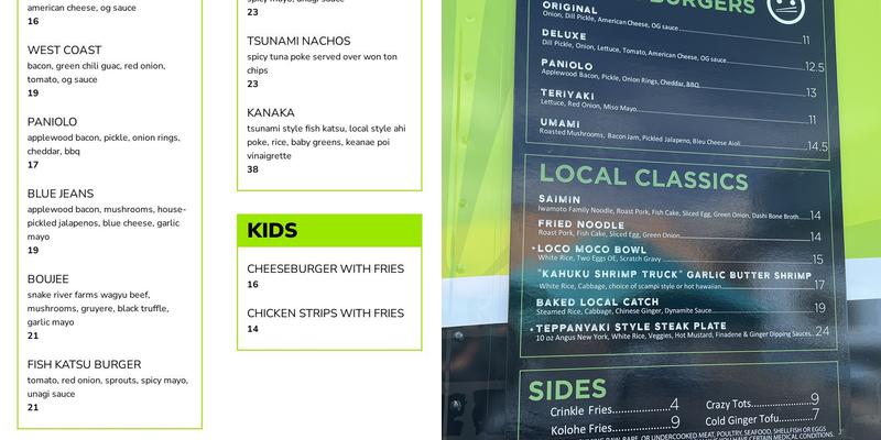 Havens Wailuku Menu