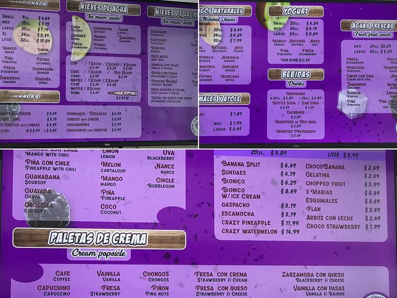 La Michoacana Fire Menu