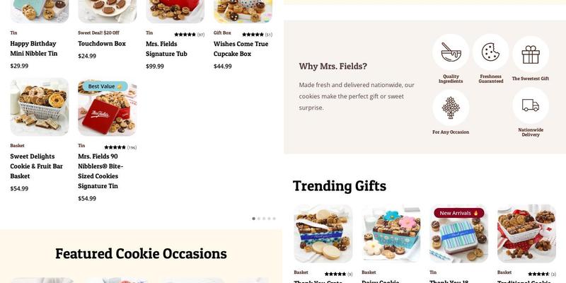 Mrs. Fields Menu