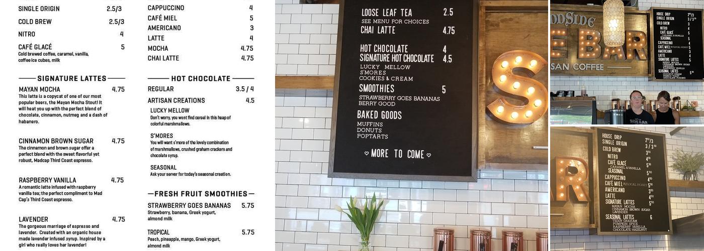Side Bar Artisan Coffee Menu