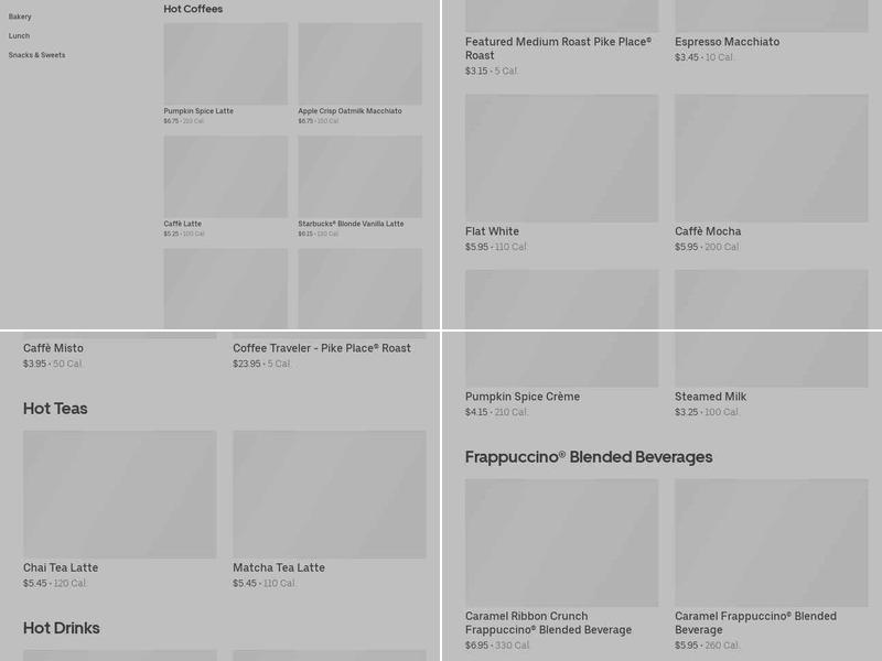 Starbucks Menu