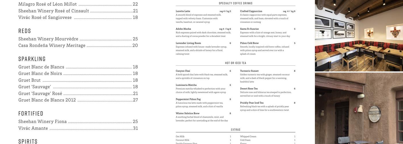 Crafted Tasting Room Menu