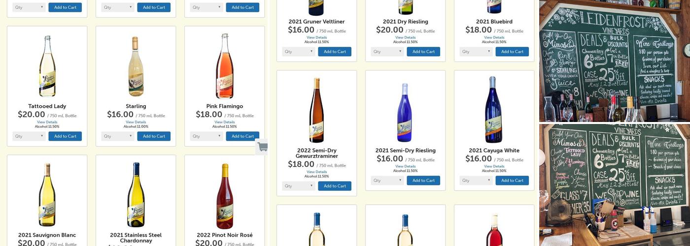 Leidenfrost Vineyards Menu