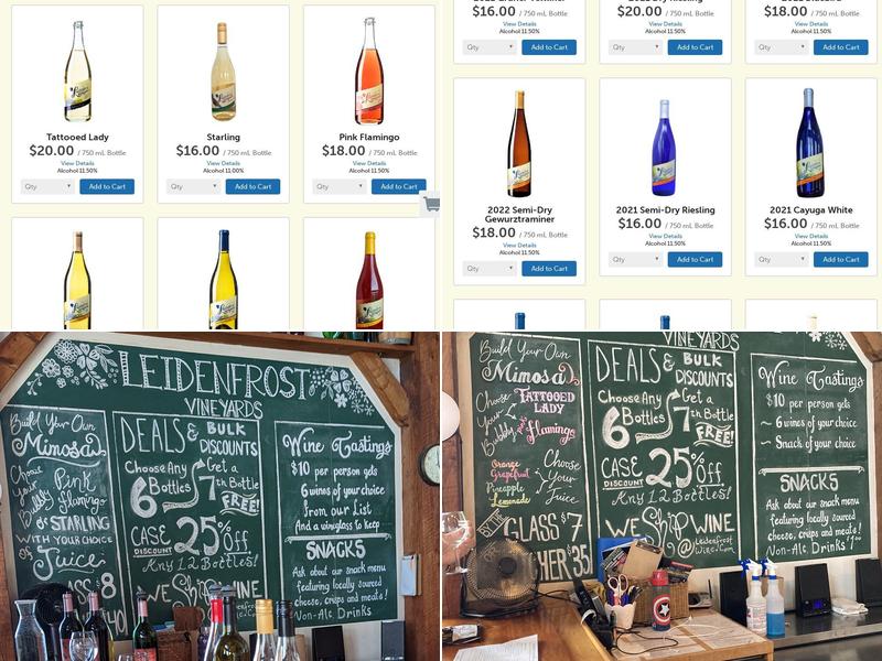 Leidenfrost Vineyards Menu