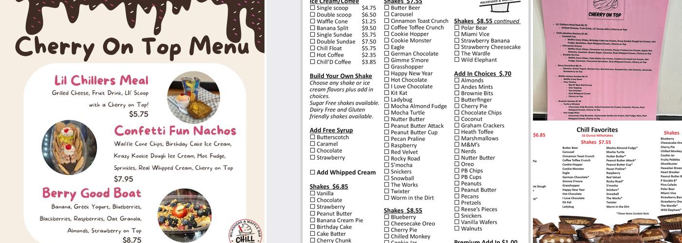 Chill: Milkshake & Waffle Bar Magnolia Menu