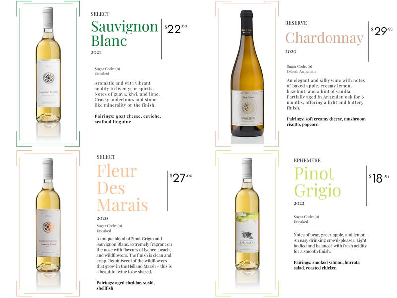 Holland Marsh Wineries Menu