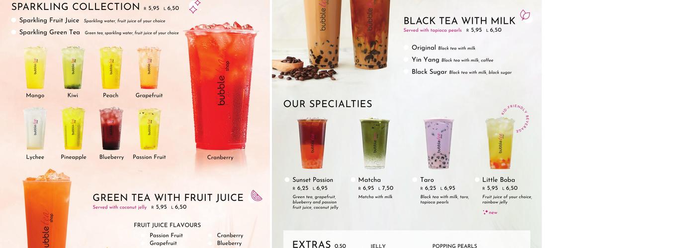 Bubble Tea Shop Menu