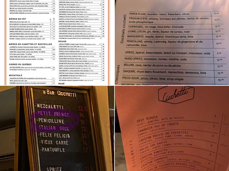 Bar Cicchetti Menu