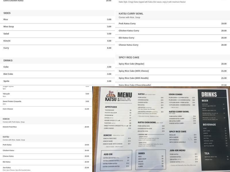 Jun katsu Menu