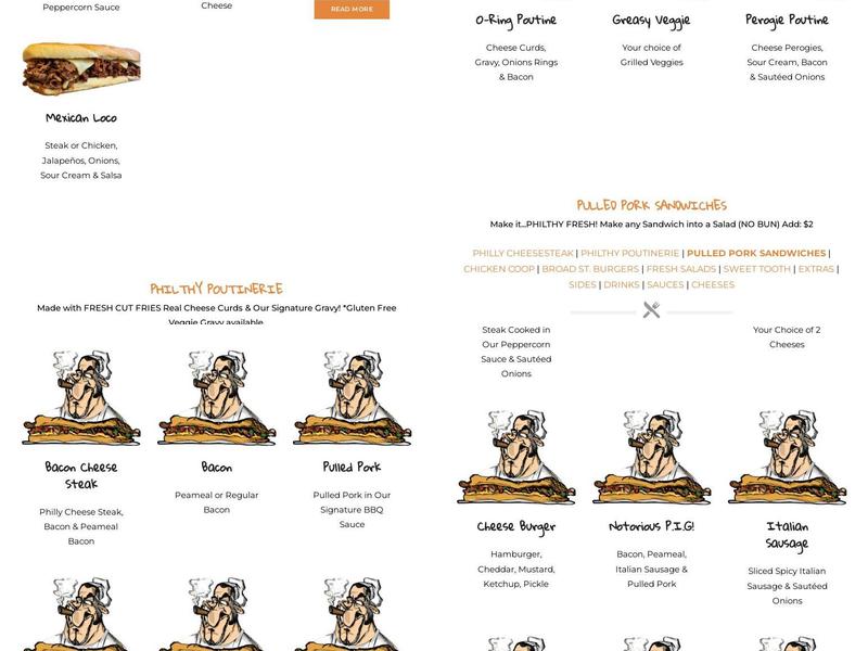 Philthy Philly's Hamilton Menu