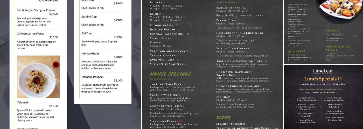 LimeLeaf Menu