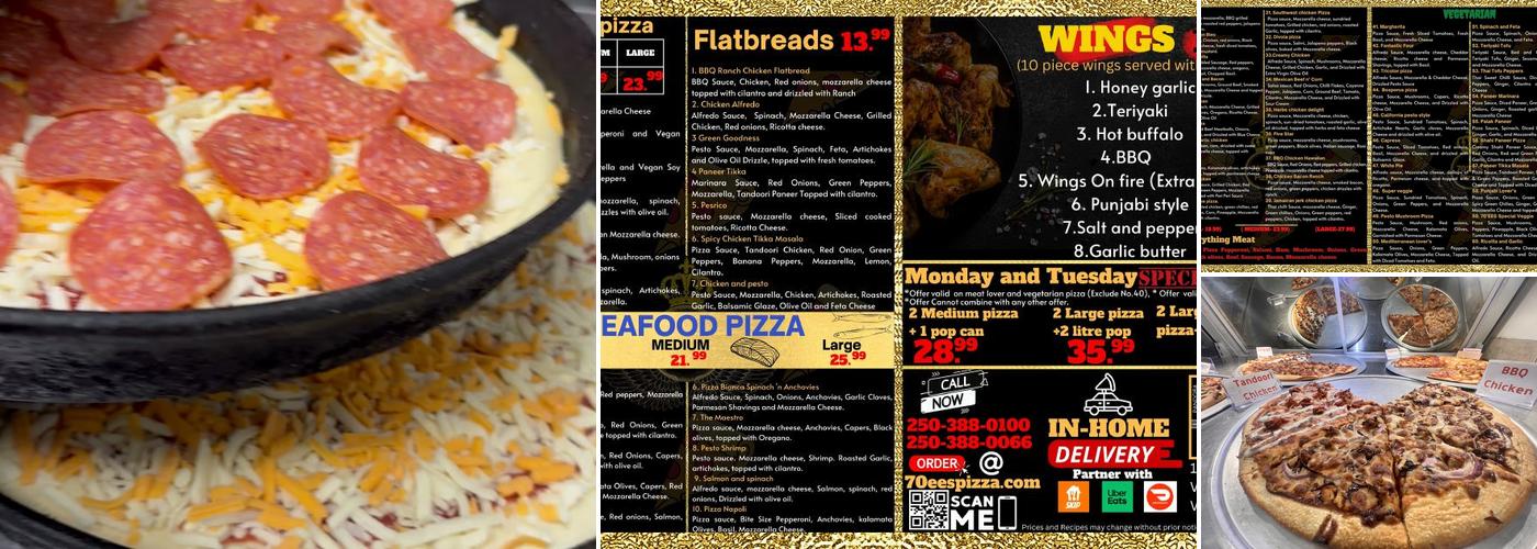 70'EES PIZZA - Locally Owned Quality Pizza made on Fresh Dough, Homemade Sauce and Real Cheese. Vegan, Vegetarian & Meat Menu