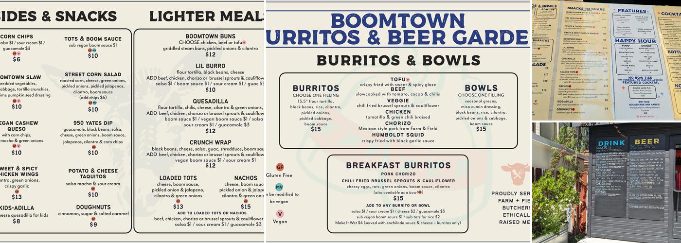 Boomtown Menu