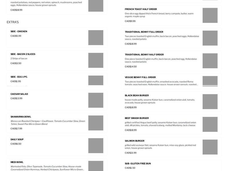 Little Sprout Café Menu