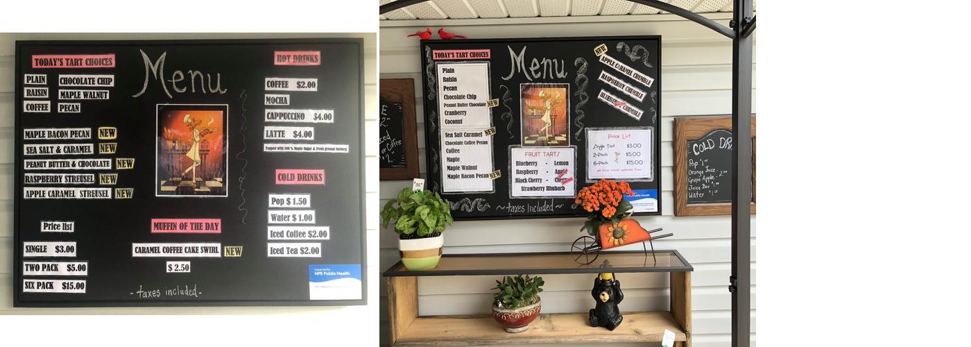 Algonquin Gourmet Butter Tarts Menu