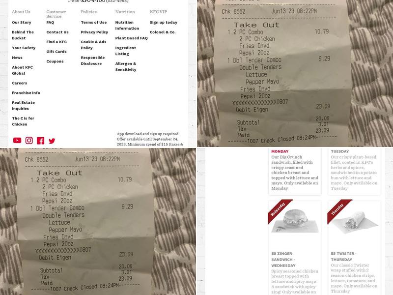 KFC Menu