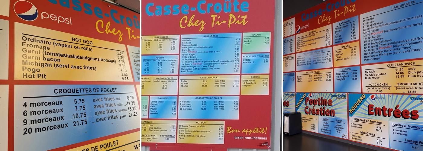 Casse-Croute Chez Ti-Pit Menu