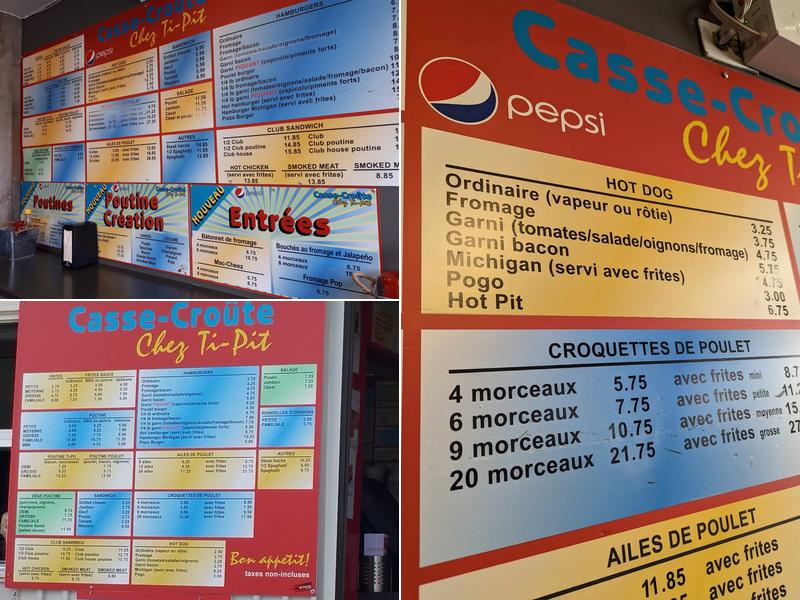 Casse-Croute Chez Ti-Pit Menu