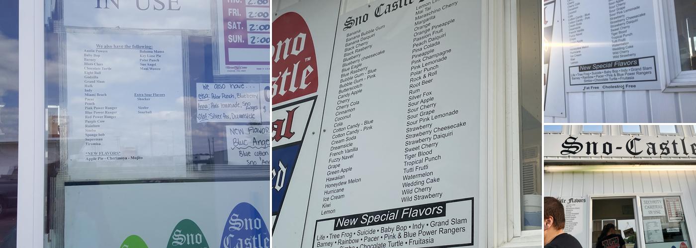 Sno Castle Menu