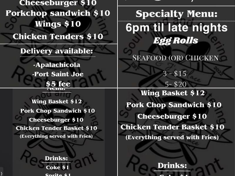 T&J's PLACE LLC Menu