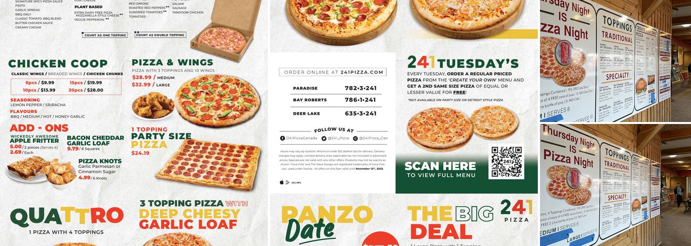 241 Pizza Menu